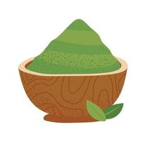 matcha powder and leaf vector