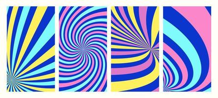 Creative Vibrant hippie 70s backgrounds. Waves, swirl, twirl pattern. Twisted and distorted vector texture in trendy retro psychedelic style. aesthetic background. Social Media Stories Template