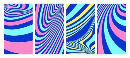 Creative Vibrant backgrounds. Twisted and distorted vector texture in trendy retro psychedelic style. aesthetic background. Social Media Stories Template