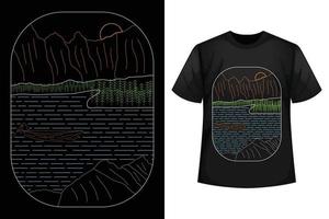 plantilla de diseño de camiseta de bosque de ilustración. vector