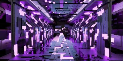 Futuristic sci-fi corridor room. Modern Future background style, interior concept. 3d rendering photo