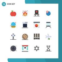 paquete de iconos de vector de stock de 16 signos y símbolos de línea para ubicación de noticias de tecnología paquete editable en vivo en todo el mundo de elementos de diseño de vector creativo