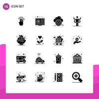 Pack of 16 creative Solid Glyphs of multitask ability control off down Editable Vector Design Elements