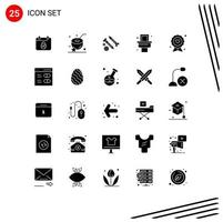 Pack of 25 Modern Solid Glyphs Signs and Symbols for Web Print Media such as dad room screws bath work Editable Vector Design Elements