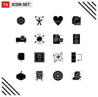 Set of 16 Modern UI Icons Symbols Signs for data audit gym analytics skin Editable Vector Design Elements