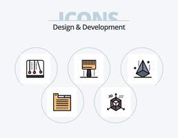 Design and Development Line Filled Icon Pack 5 Icon Design. web design. coding. round. browser. movie vector