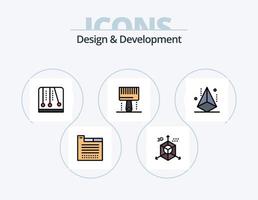 línea de diseño y desarrollo paquete de iconos llenos 5 diseño de iconos. diseño web. codificación. ronda. navegador. película vector