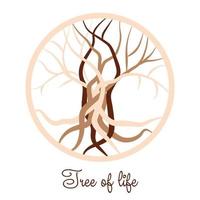 The tree of life, an ancient Celtic symbol, decorated with Scandinavian patterns. Beige fashion design vector