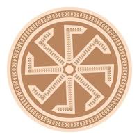 Kolovrat, an ancient Slavic symbol, decorated with Scandinavian patterns. Beige fashion design vector