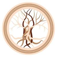 The tree of life, an ancient Celtic symbol, decorated with Scandinavian patterns. Beige fashion design vector