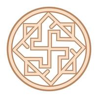 Valkyrie, an ancient Slavic symbol, decorated with Scandinavian patterns. Beige fashion design vector