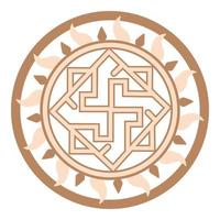 Valkyrie, an ancient Slavic symbol, decorated with Scandinavian patterns. Beige fashion design vector