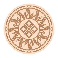 Yarylo Makosh, an ancient Slavic symbol, decorated with Scandinavian patterns. Beige fashion design vector