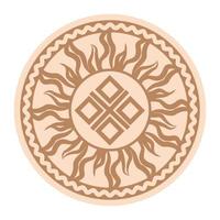 Yarylo Makosh, an ancient Slavic symbol, decorated with Scandinavian patterns. Beige fashion design vector