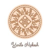 yarylo makosh, un antiguo símbolo eslavo, decorado con motivos escandinavos. diseño de moda beige vector