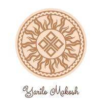 Yarylo Makosh, an ancient Slavic symbol, decorated with Scandinavian patterns. Beige fashion design vector