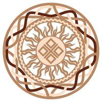 Yarylo Makosh, an ancient Slavic symbol, decorated with Scandinavian patterns. Beige fashion design vector