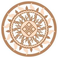 Yarylo Makosh, an ancient Slavic symbol, decorated with Scandinavian patterns. Beige fashion design vector