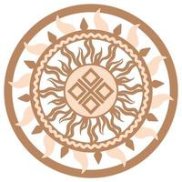 Yarylo Makosh, an ancient Slavic symbol, decorated with Scandinavian patterns. Beige fashion design vector