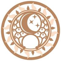 Lunnitsa, an ancient Slavic symbol, decorated with Scandinavian patterns. Beige fashion design vector