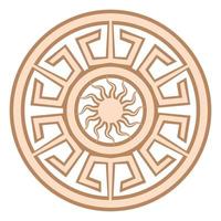 Yarylo, an ancient Slavic symbol, decorated with Scandinavian patterns. Beige fashion design vector