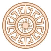 Yarylo, an ancient Slavic symbol, decorated with Scandinavian patterns. Beige fashion design vector