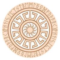Yarylo, an ancient Slavic symbol, decorated with Scandinavian patterns. Beige fashion design vector