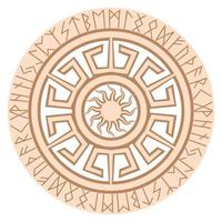 Yarylo, an ancient Slavic symbol, decorated with Scandinavian patterns. Beige fashion design vector