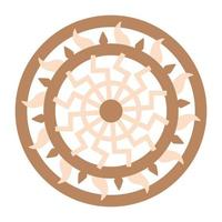 Black sun, ancient Slavic symbol, decorated with Scandinavian patterns. Beige fashion design vector