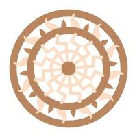 Black sun, ancient Slavic symbol, decorated with Scandinavian patterns. Beige fashion design vector