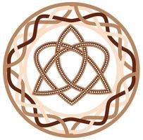 triquetra corazón celta nudo sin fin, un símbolo eslavo adornado con patrones escandinavos. beige de moda vector