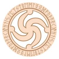 Rod symbol, an ancient Slavic symbol, decorated with Scandinavian patterns. Beige fashion design vector