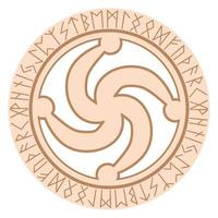 Rod symbol, an ancient Slavic symbol, decorated with Scandinavian patterns. Beige fashion design vector