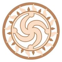 Rod symbol, an ancient Slavic symbol, decorated with Scandinavian patterns. Beige fashion design vector