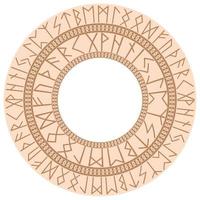 Runic circle, an ancient Slavic symbol, decorated with Scandinavian patterns. Beige fashion design vector