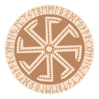 Kolovrat, an ancient Slavic symbol, decorated with Scandinavian patterns. Beige fashion design vector