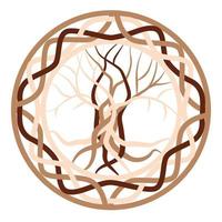 The tree of life, an ancient Celtic symbol, decorated with Scandinavian patterns. Beige fashion design vector