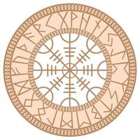 The Runed Helm of Terror, an ancient Slavic symbol embellished with Scandinavian designs. Beige fashion design vector