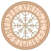 The Runed Helm of Terror, an ancient Slavic symbol embellished with Scandinavian designs. Beige fashion design vector