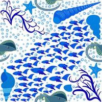 Batomorphi sea life, fish, animals bright seamless pattern. sea travel, snorkeling with animals, tropical fish vector