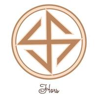 Hors, an ancient Slavic symbol, decorated with Scandinavian patterns. Beige fashion design vector