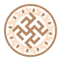 Flower of Perun, Overcome grass, water lily, Slavic symbol, decorated with Scandinavian patterns. Beige trendy design vector