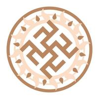 Flower of Perun, Overcome grass, water lily, Slavic symbol, decorated with Scandinavian patterns. Beige trendy design vector