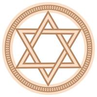Star of David, an ancient symbol decorated with Scandinavian patterns. Beige fashion design vector