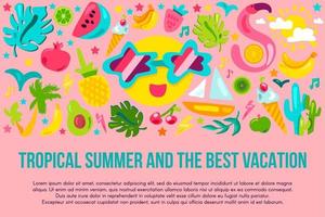 Summer vacation flat banner template vector