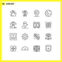 16 Thematic Vector Outlines and Editable Symbols of arrow fort map up weather Editable Vector Design Elements