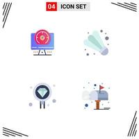 Pictogram Set of 4 Simple Flat Icons of compass development location sport search Editable Vector Design Elements