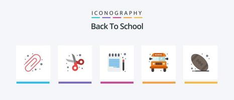 Back To School Flat 5 Icon Pack Including football. american. back to school. transport. bus. Creative Icons Design vector