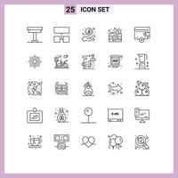 Universal Icon Symbols Group of 25 Modern Lines of electronic discount cash digital profit Editable Vector Design Elements