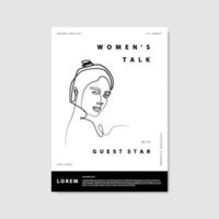 Woman face one line art cover background. Template for annual report, cover notebook, poster, flyer, brochure, etc vector